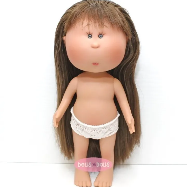 Poupée Nines d'Onil 30 cm - Mia brune avec une frange - Sans vêtements