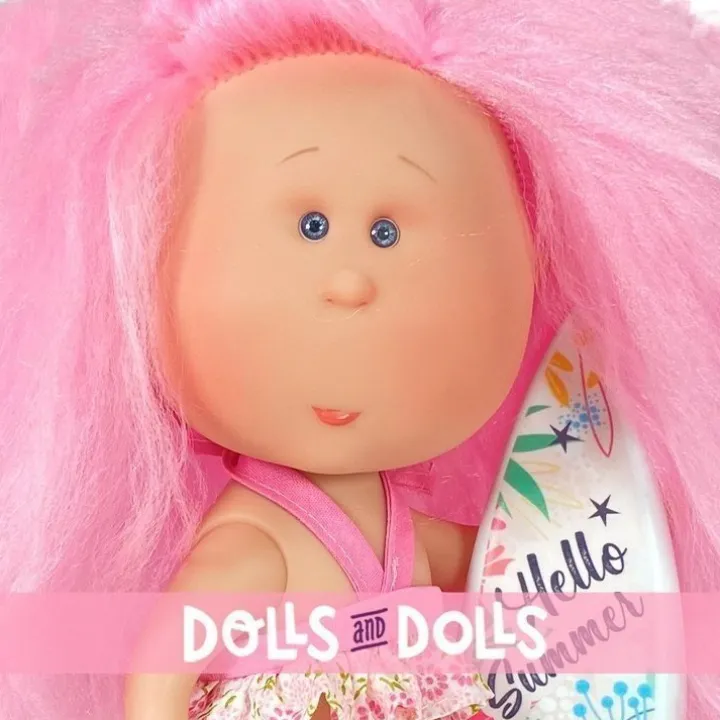 Poupée Nines d'Onil 30 cm - Mia summer avec des cheveux roses et un bikini
