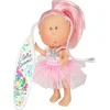 Poupée Nines d'Onil 30 cm - Mia été aux cheveux roses et robe en tulle vichy rose
