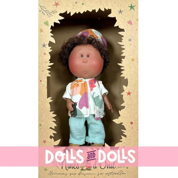Poupée Nines d'Onil 30 cm - Mio ARTICULÉE - avec cheveux bruns avec des motifs naturels
