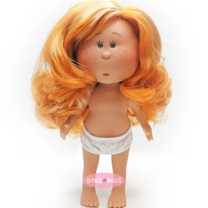 Poupée Nines d'Onil 23 cm - Petite Mia aux cheveux roux ondulés avec mèches - Sans vêtements