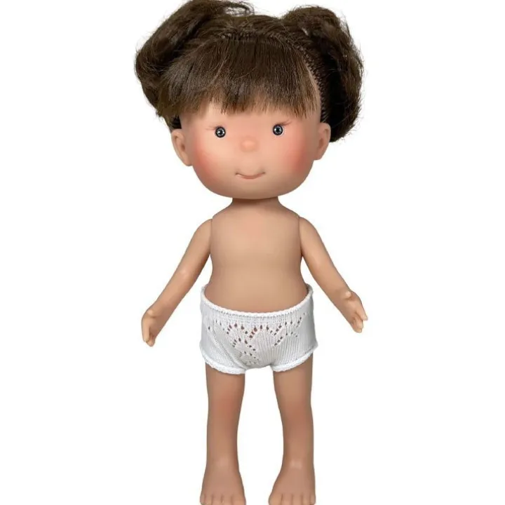 Poupée Nines d'Onil 30 cm - Pippa aux cheveux bruns en chignon et aux yeux gris - Sans vêtements