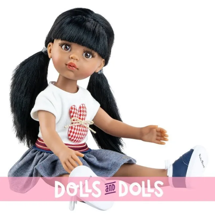 Poupée Paola Reina 32 cm - Las Amigas - Caya avec un t-shirt lapin et une jupe en jean