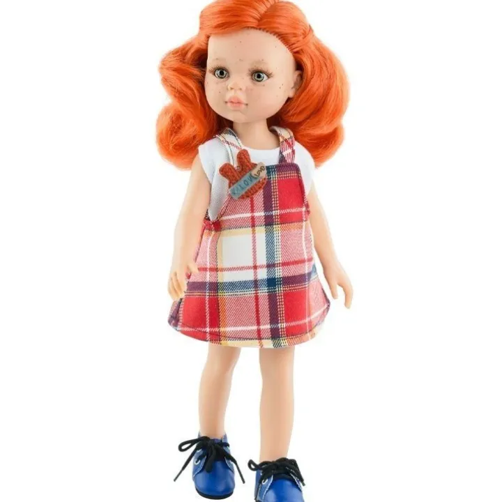 Poupée Paola Reina 32 cm - Las Amigas Funky - Fina en chasuble à carreaux rouges