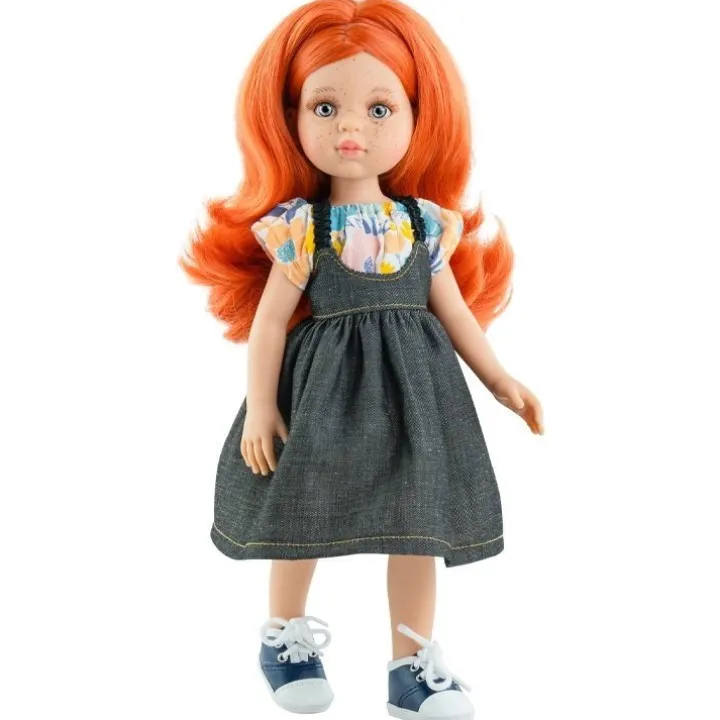Poupée Paola Reina 32 cm - Las Amigas - Maribel avec pichi en denim et t-shirt à fleurs