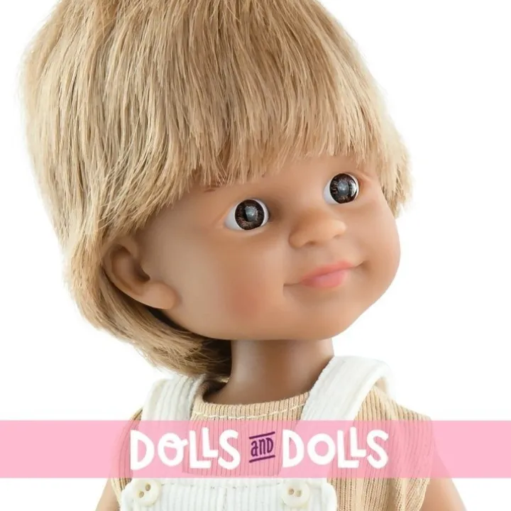 Poupée Paola Reina 32 cm - Las Amigas - Martin en salopette blanche et T-shirt beige