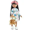 Poupée Paola Reina 32 cm - Las Amigas - Meily avec robe à fleurs et ours en peluche