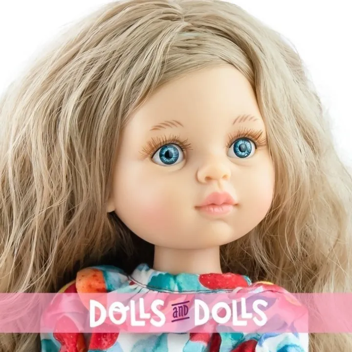 Poupée Paola Reina 32 cm - Las Amigas - Carla avec une robe de fruits et de fleurs