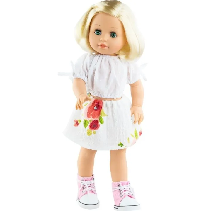 Poupée Paola Reina 45 cm - Soy tú - Agatha en robe blanche avec des fleurs