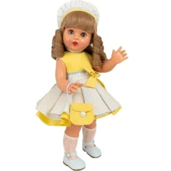 Poupées Mariquita Pérez et Juanín Pérez 50 cm - Robe jaune 2024 + Chemise à rayures 2024