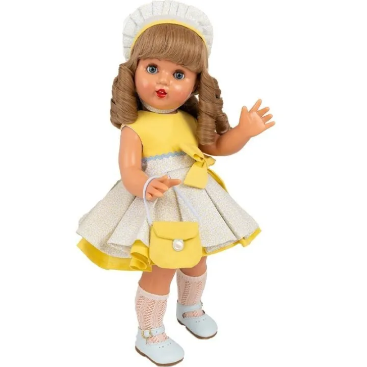 Poupées Mariquita Pérez et Juanín Pérez 50 cm - Robe jaune 2024 + Chemise à rayures 2024