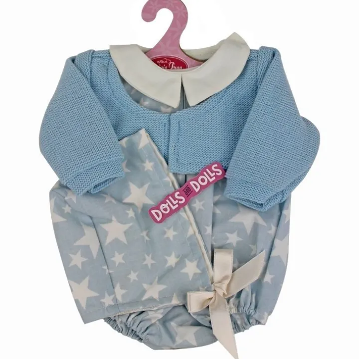 Tenue de poupée Antonio Juan 40-42 cm - Barboteuse imprimée étoiles bleues avec capuche et veste