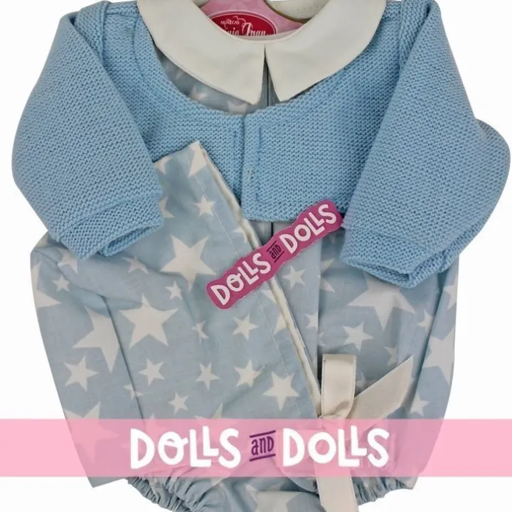 Tenue de poupée Antonio Juan 40-42 cm - Barboteuse imprimée étoiles bleues avec capuche et veste
