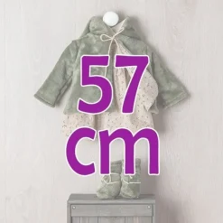 Tenue de poupée Así 57 cm - Ensemble trenca vert avec robe florale verte pour poupée Pepa