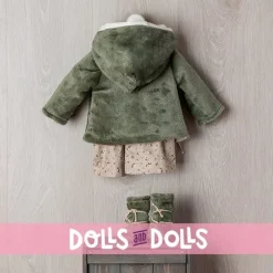 Tenue de poupée Así 57 cm - Ensemble trenca vert avec robe florale verte pour poupée Pepa