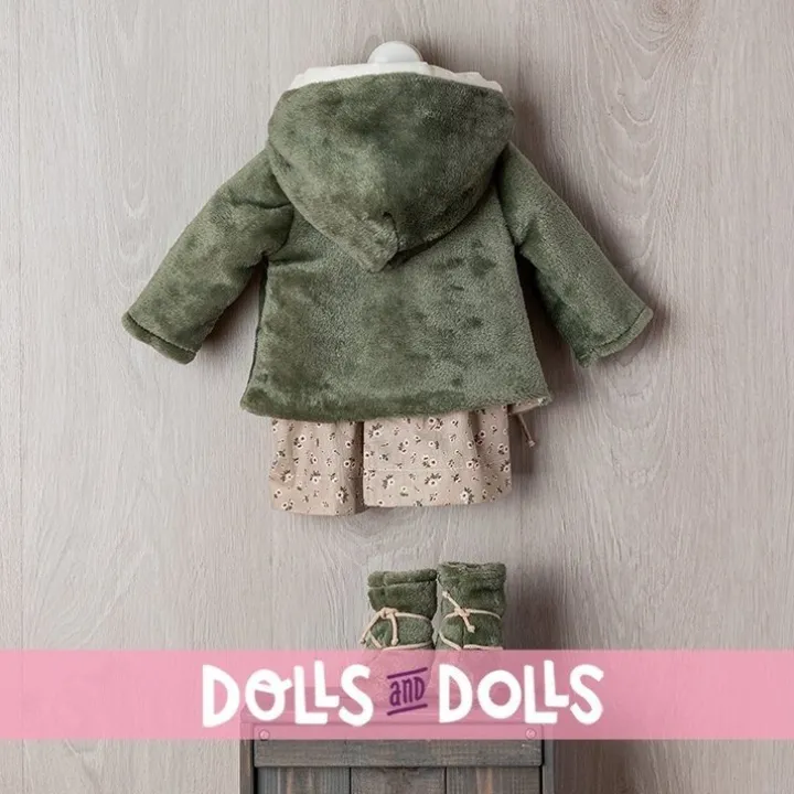 Tenue de poupée Así 57 cm - Ensemble trenca vert avec robe florale verte pour poupée Pepa