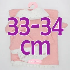 Tenue pour poupée Antonio Juan 33-34 cm - Ensemble rose à pois avec écharpe, bonnet et châle