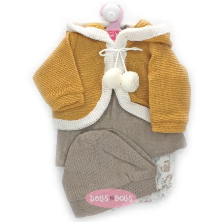 Tenue pour poupée Antonio Juan 52 cm - Collection Mi Primer Reborn - Tenue marron et moutarde