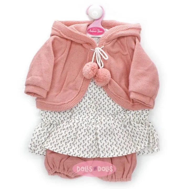 Tenue pour poupée Antonio Juan 52 cm - Collection Mi Primer Reborn - Robe à petites fleurs avec veste et pantalon saumon