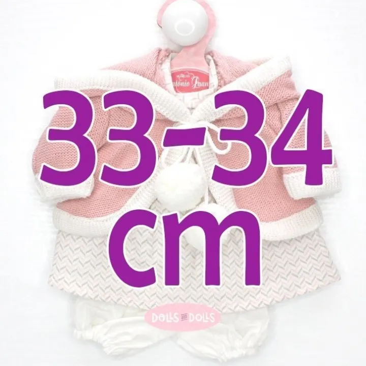 Tenue pour poupée Antonio Juan 33-34 cm - Robe à chevrons avec veste à capuche rose