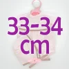 Tenue pour poupée Antonio Juan 33-34 cm - Barboteuse rose-marron à pois avec bonnet
