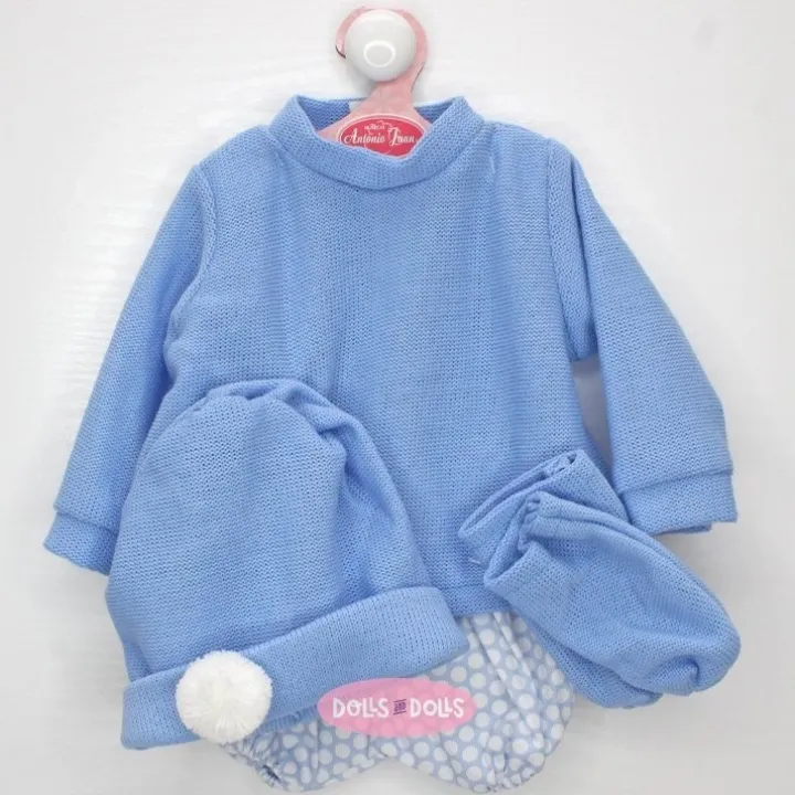 Tenue pour poupée Antonio Juan 52 cm - Collection Mi Primer Reborn - Ensemble bleu avec chapeau et chaussons