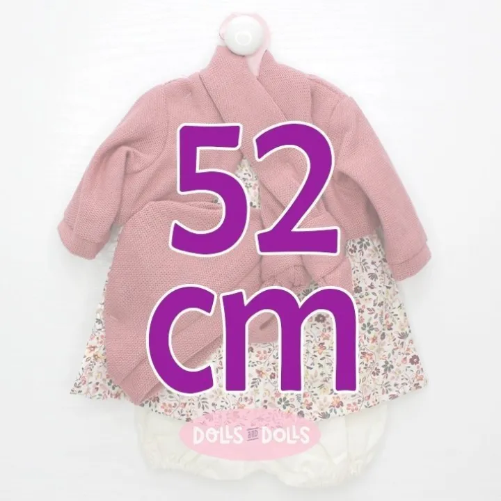 Tenue pour poupée Antonio Juan 52 cm - Collection Mi Primer Reborn - Robe fleurie avec veste, bonnet et écharpe