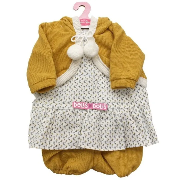 Tenue pour poupée Antonio Juan 52 cm - Collection Mi Primer Reborn - Robe fleurie avec veste moutarde
