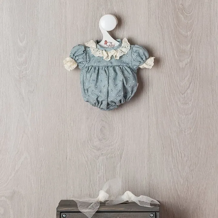 Tenue pour poupée Así 36 cm - Barboteuse bleue avec fleur beige pour poupée Guille
