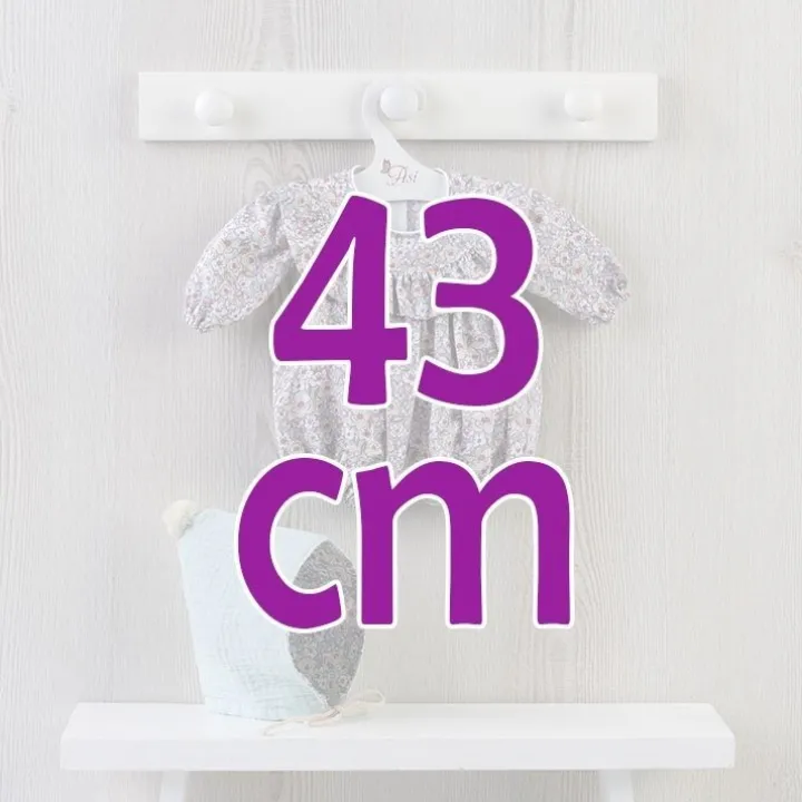 Tenue pour poupée Así 43 cm - Barboteuse à fleurs avec volant et chapeau vert menthe pour poupée Pablo