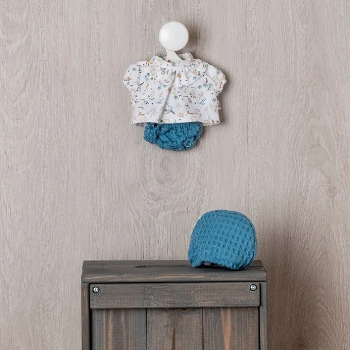 Tenue pour poupée Así 28 cm - Chemise à fleurs avec culotte et bonnet bleu pour poupée Gordi
