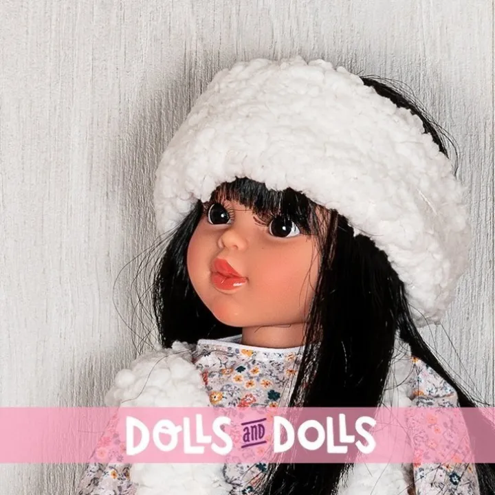 Tenue pour poupée Así 40 cm - Robe liberty corail avec shearling pour poupée Sabrina