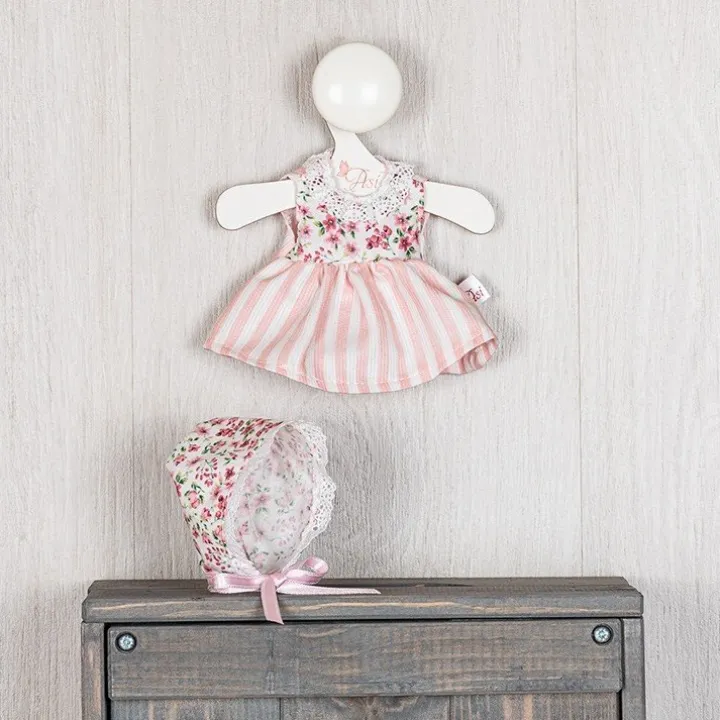 Tenue pour poupée Así 20 cm - Robe rayée rose avec poitrine fleurie pour poupée Bomboncín
