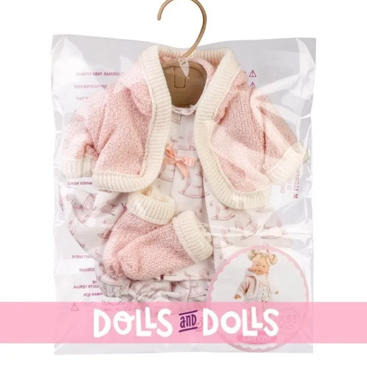 Vêtements pour poupées Llorens 33 cm - Ensemble rose avec robe imprimée