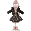 Vêtements pour poupées Llorens 40 cm - Robe en renard noir avec écharpe, sac et chaussettes roses