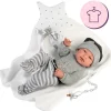 Vêtements pour poupées Llorens 43 cm - Ensemble étoile grise avec bonnet et châle