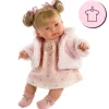 Vêtements pour poupées Llorens 42 cm - Robe coeur rose avec veste et chaussons